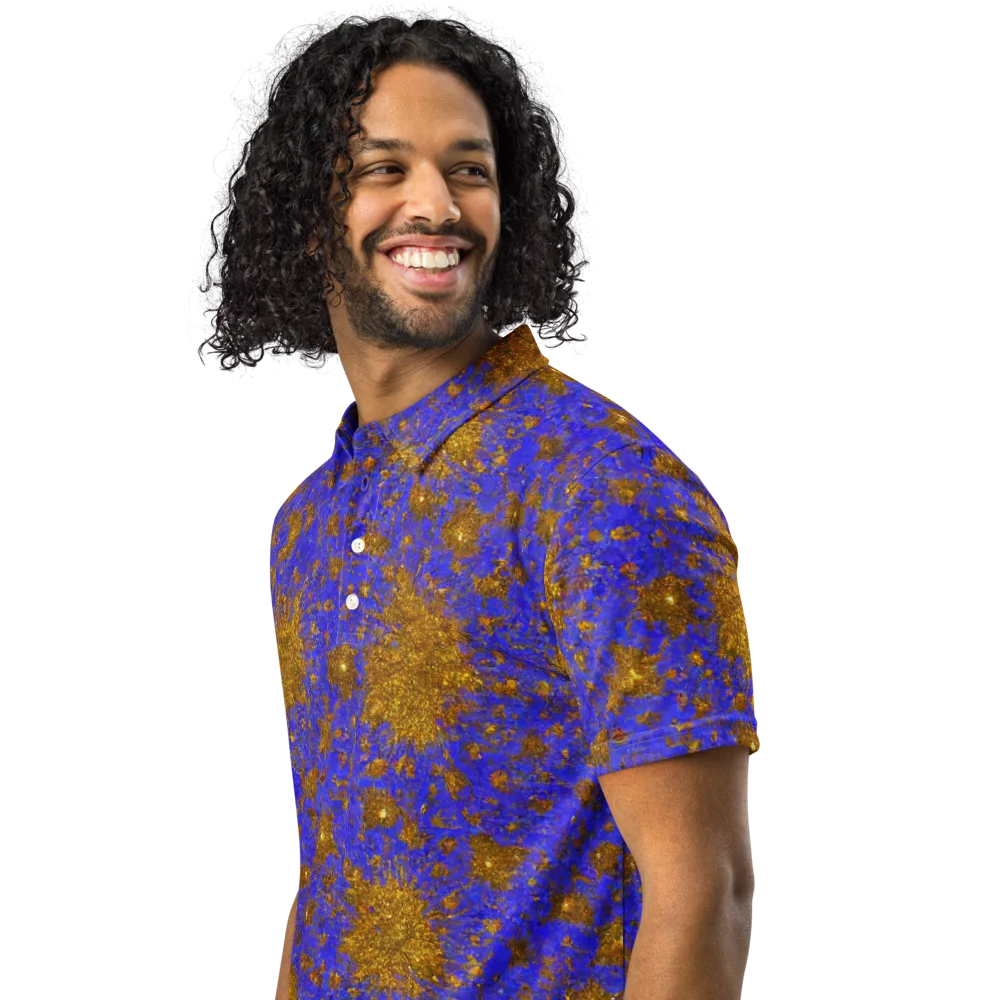 Cobalt Gold Rush on Men's Slim Fit Polo Shirt — Left Front