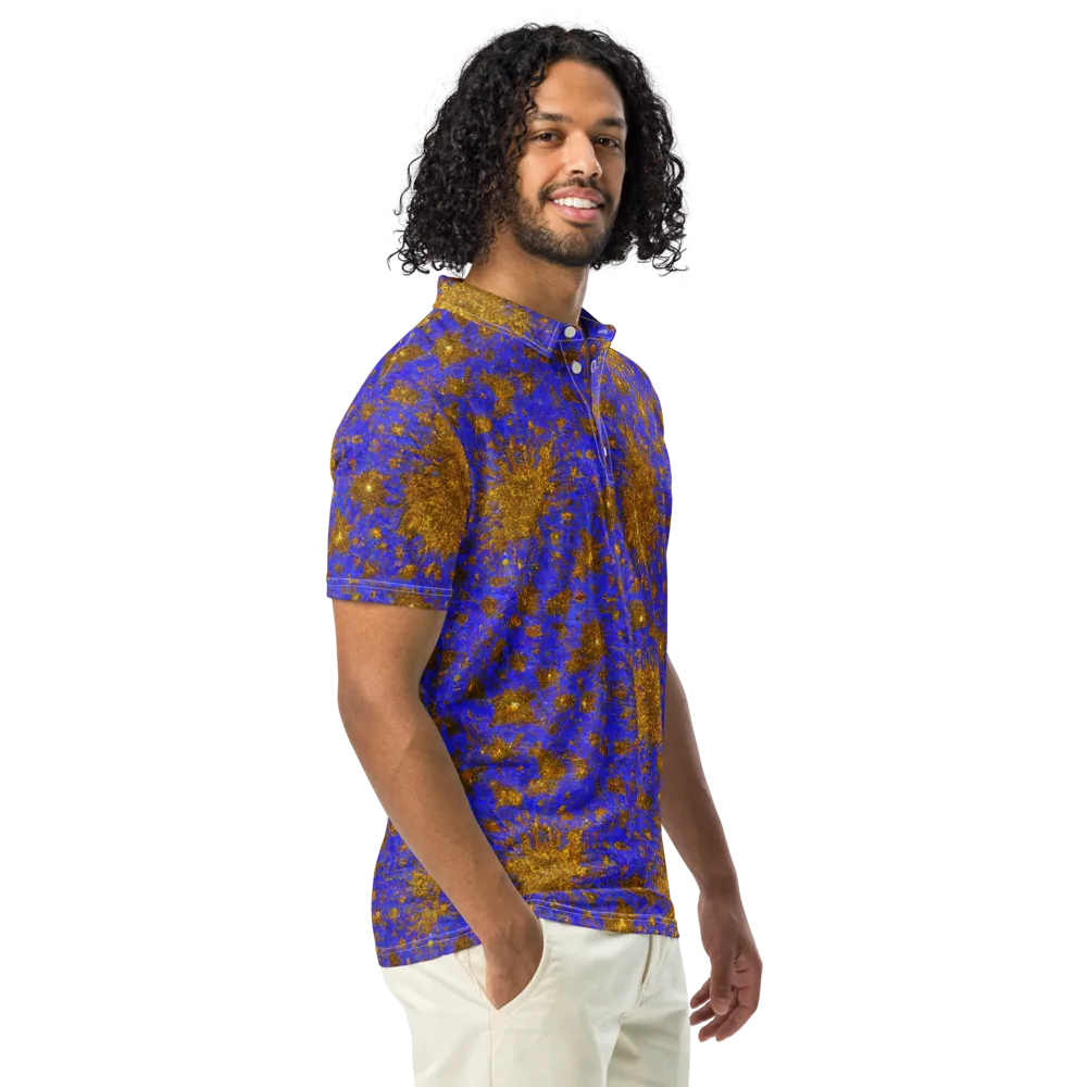 Cobalt Gold Rush on Men's Slim Fit Polo Shirt — Right Front