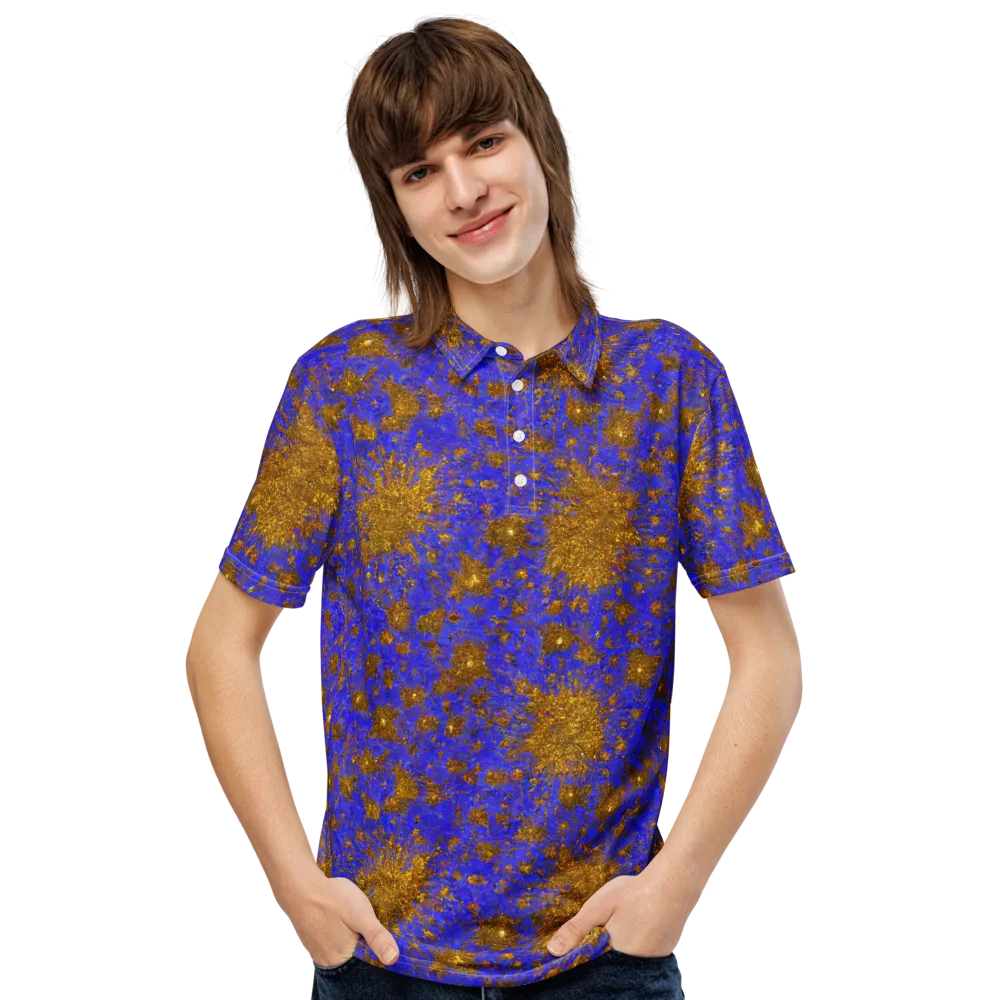Cobalt Gold Rush on Men's Slim Fit Polo Shirt — Front