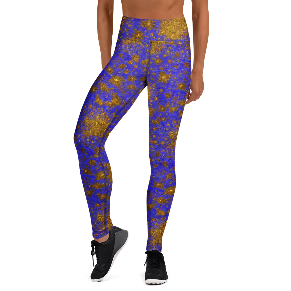 Cobalt Gold Rush on Yoga Leggings — Front