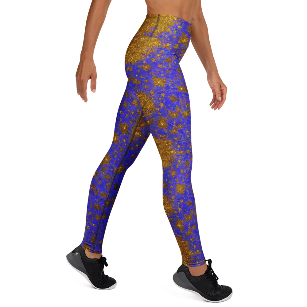 Cobalt Gold Rush on Yoga Leggings — Right