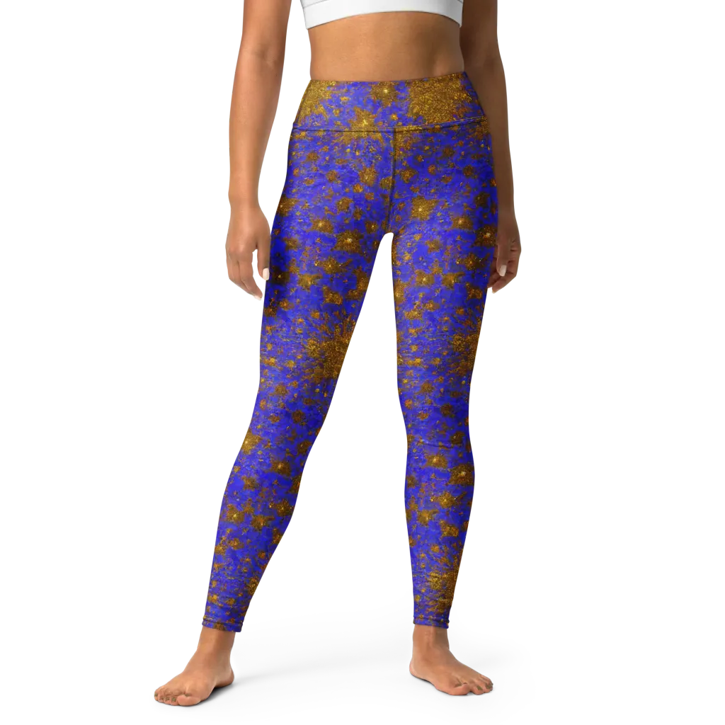 Cobalt Gold Rush on Yoga Leggings — Front