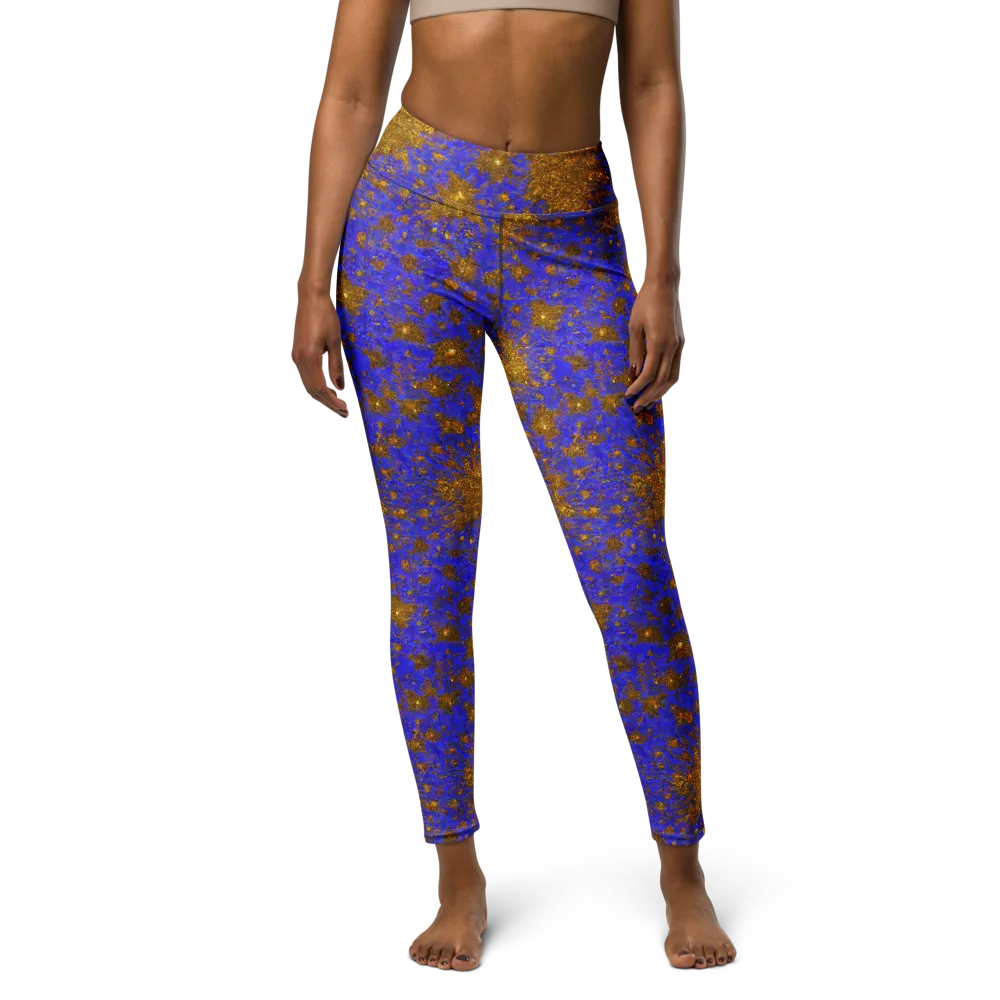 Cobalt Gold Rush on Yoga Leggings — Front