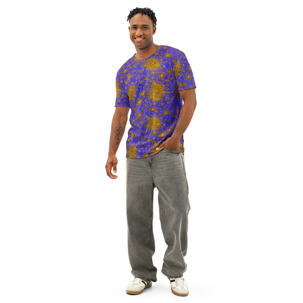 Cobalt Gold Rush on Men's Cotton Crew Neck T-Shirt — Front