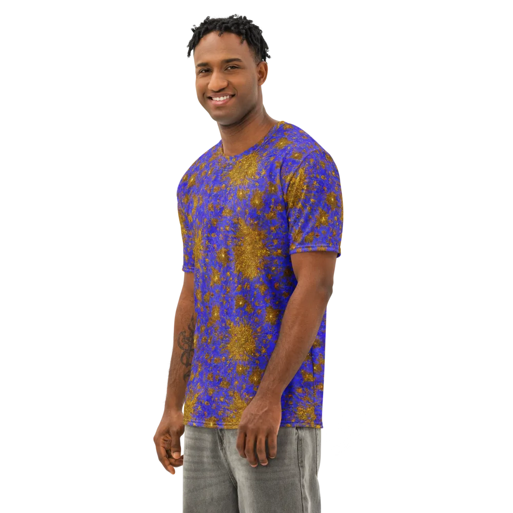 Cobalt Gold Rush on Men's Cotton Crew Neck T-Shirt — Left Front