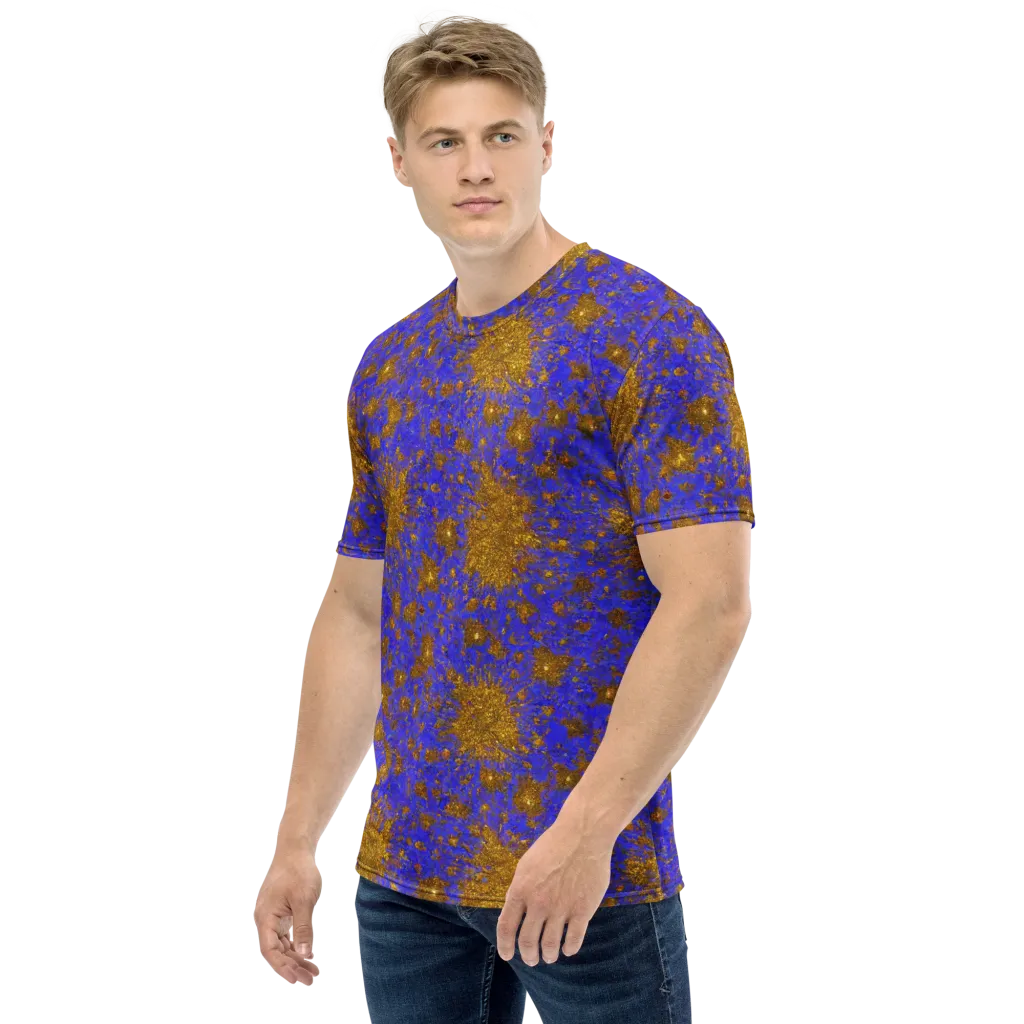 Cobalt Gold Rush on Men's Crew Neck T-Shirt — Left