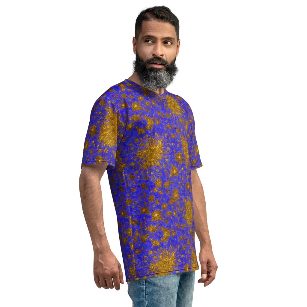 Cobalt Gold Rush on Men's Crew Neck T-Shirt — Right