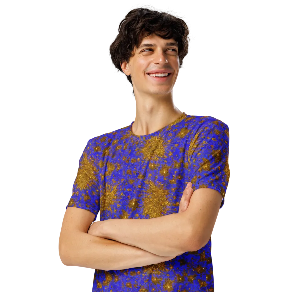 Cobalt Gold Rush on Men's Crew Neck T-Shirt — Left Front