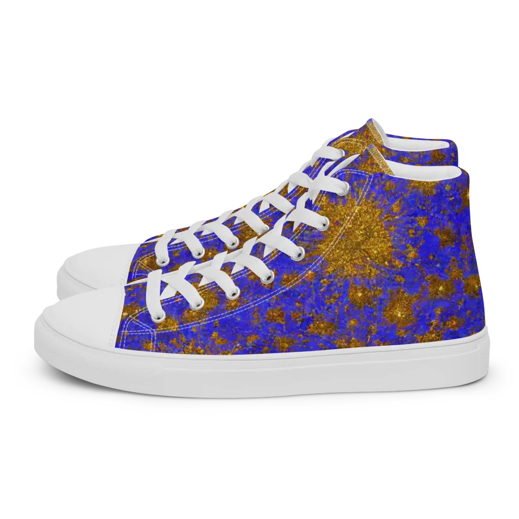 Cobalt Gold Rush on Men's High Top Canvas Shoes — Left