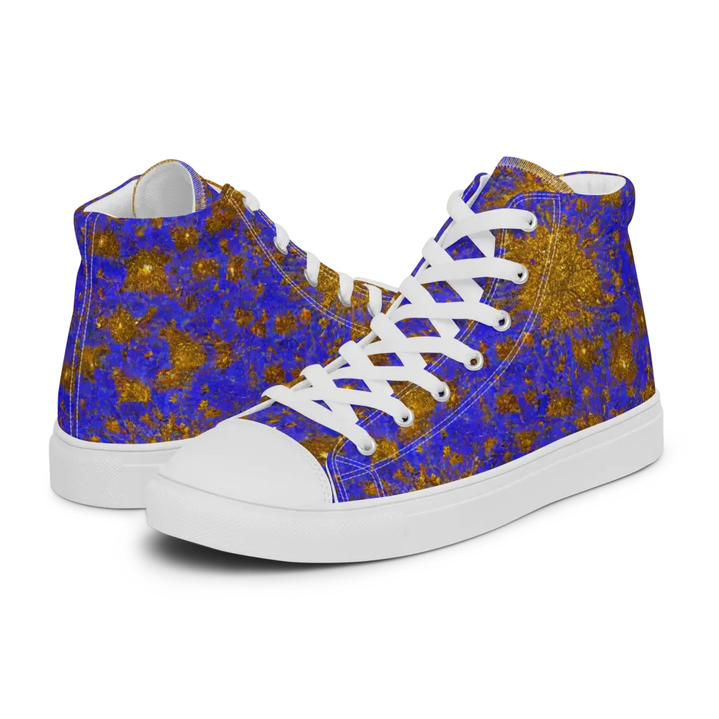 Cobalt Gold Rush on Men's High Top Canvas Shoes — Left