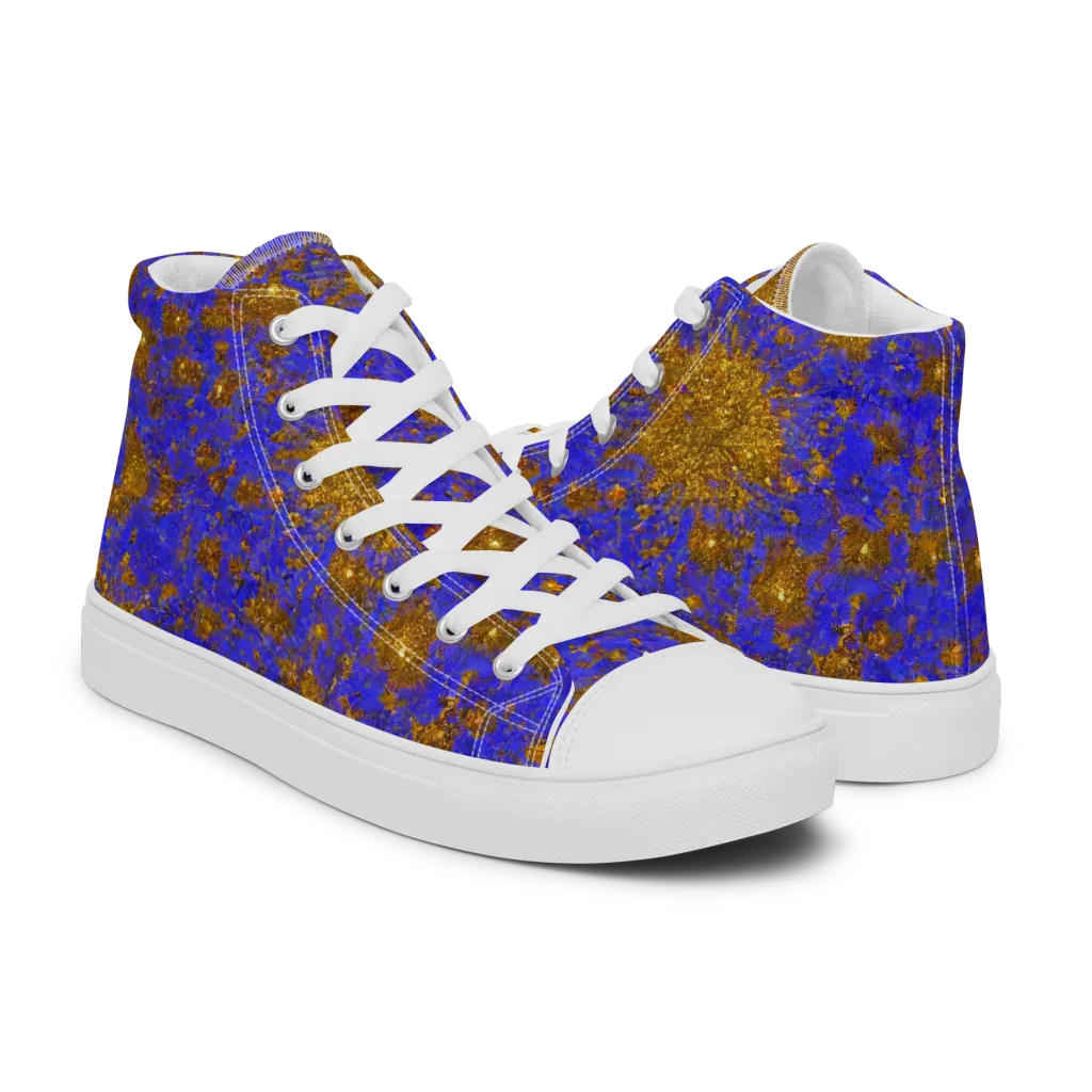 Cobalt Gold Rush on Men's High Top Canvas Shoes — Right