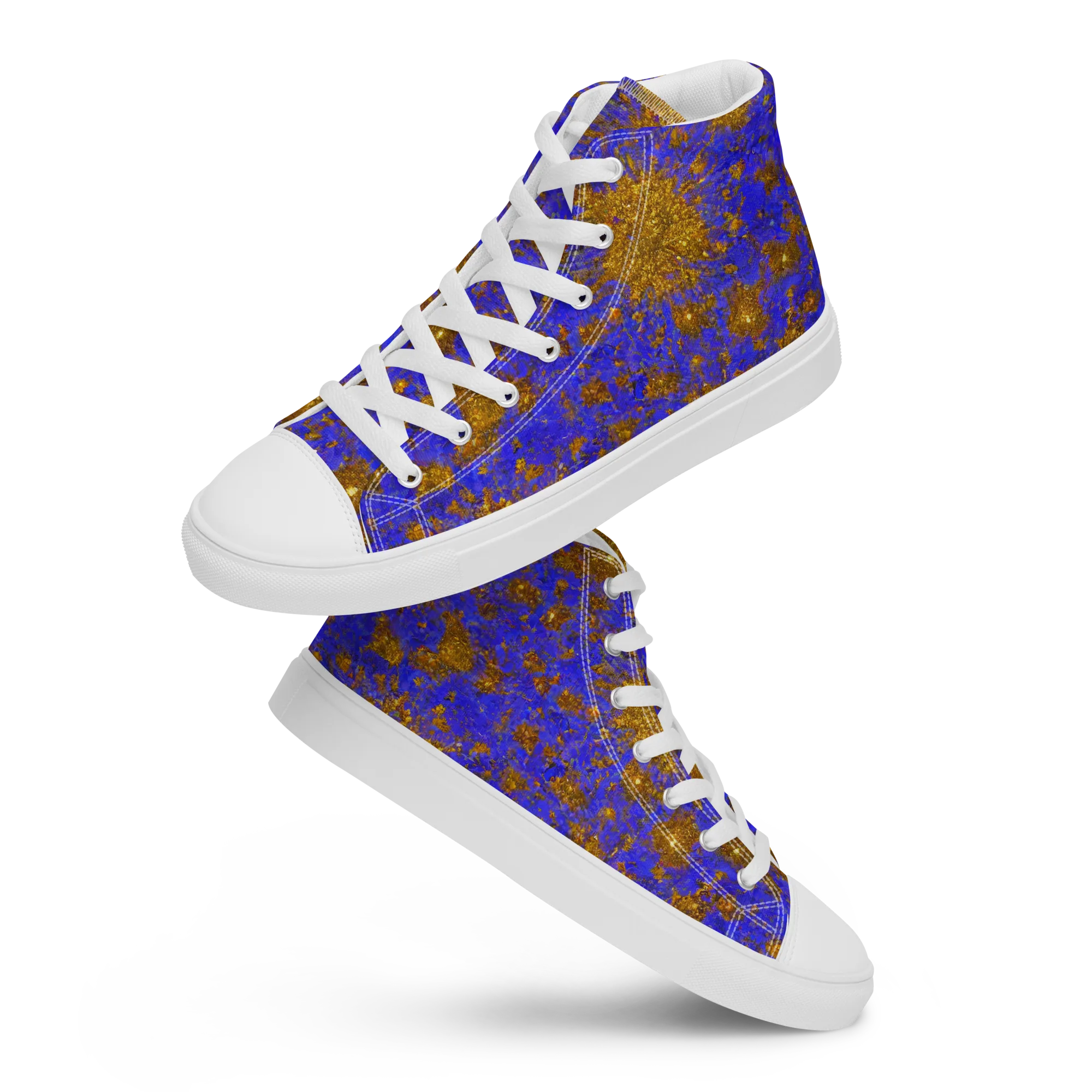 Cobalt Gold Rush on Men's High Top Canvas Shoes — Front