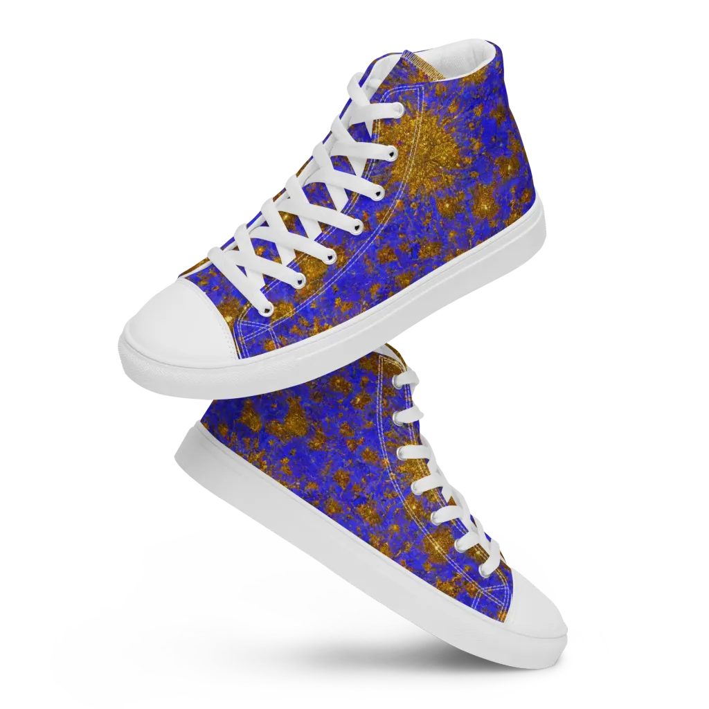 Cobalt Gold Rush on Men's High Top Canvas Shoes — Front