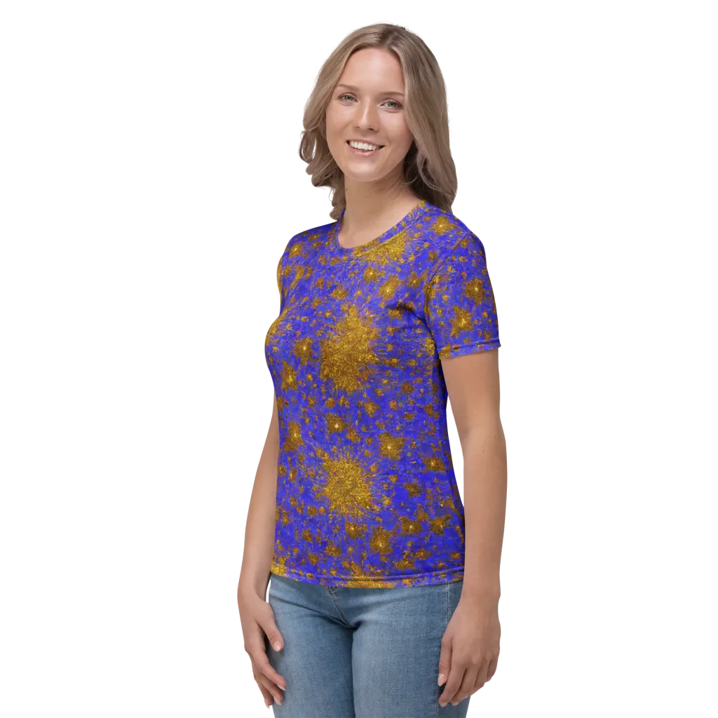Cobalt Gold Rush on Women's Crew Neck T-Shirt — Left