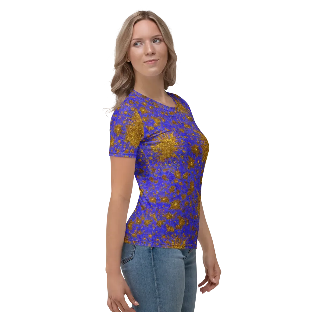 Cobalt Gold Rush on Women's Crew Neck T-Shirt — Right