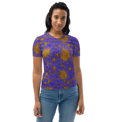 Cobalt Gold Rush on a Women's Crew Neck T-Shirt