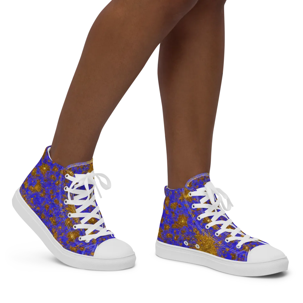 Cobalt Gold Rush on Women's High Top Canvas Shoes — Right