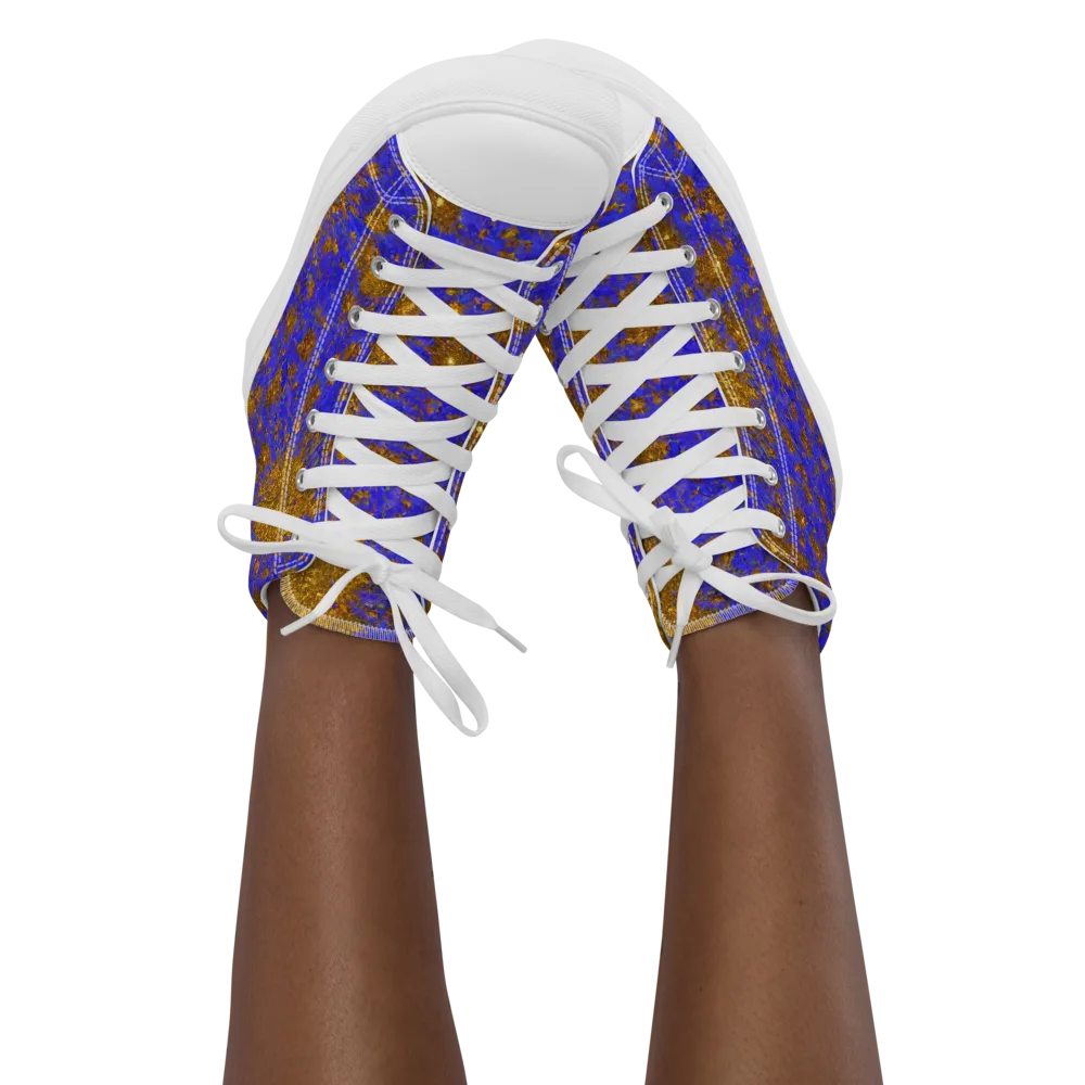 Cobalt Gold Rush on Women's High Top Canvas Shoes — Front
