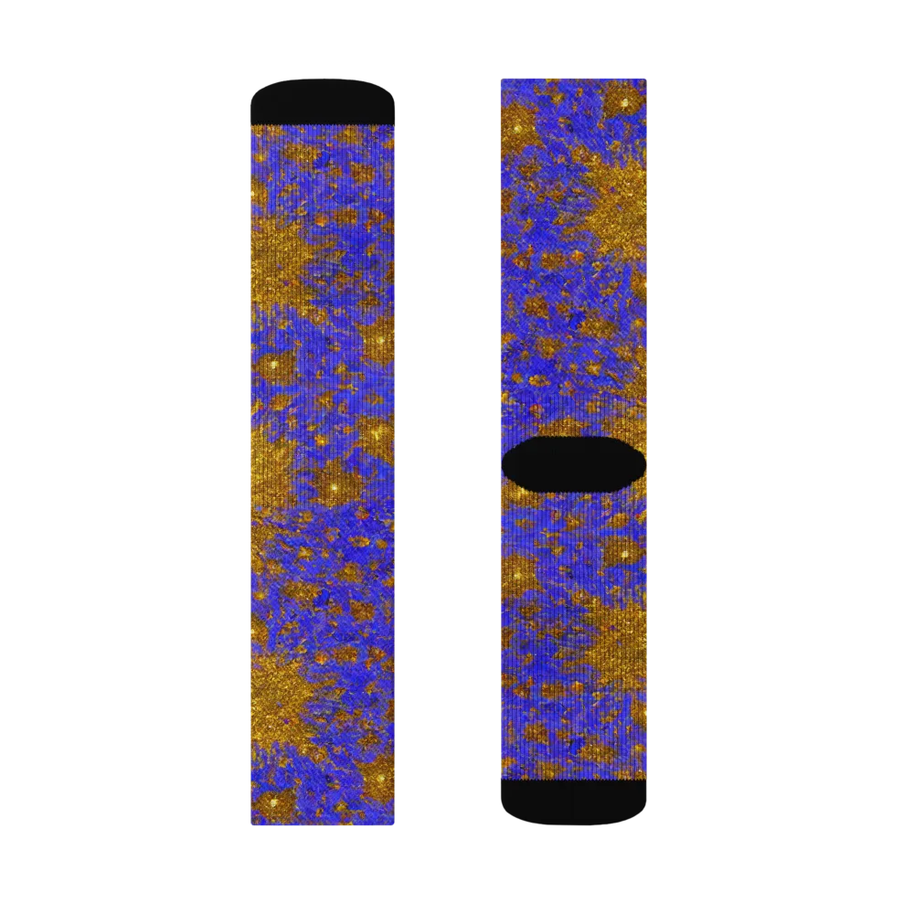 Cobalt Gold Rush on Socks — Left Sock