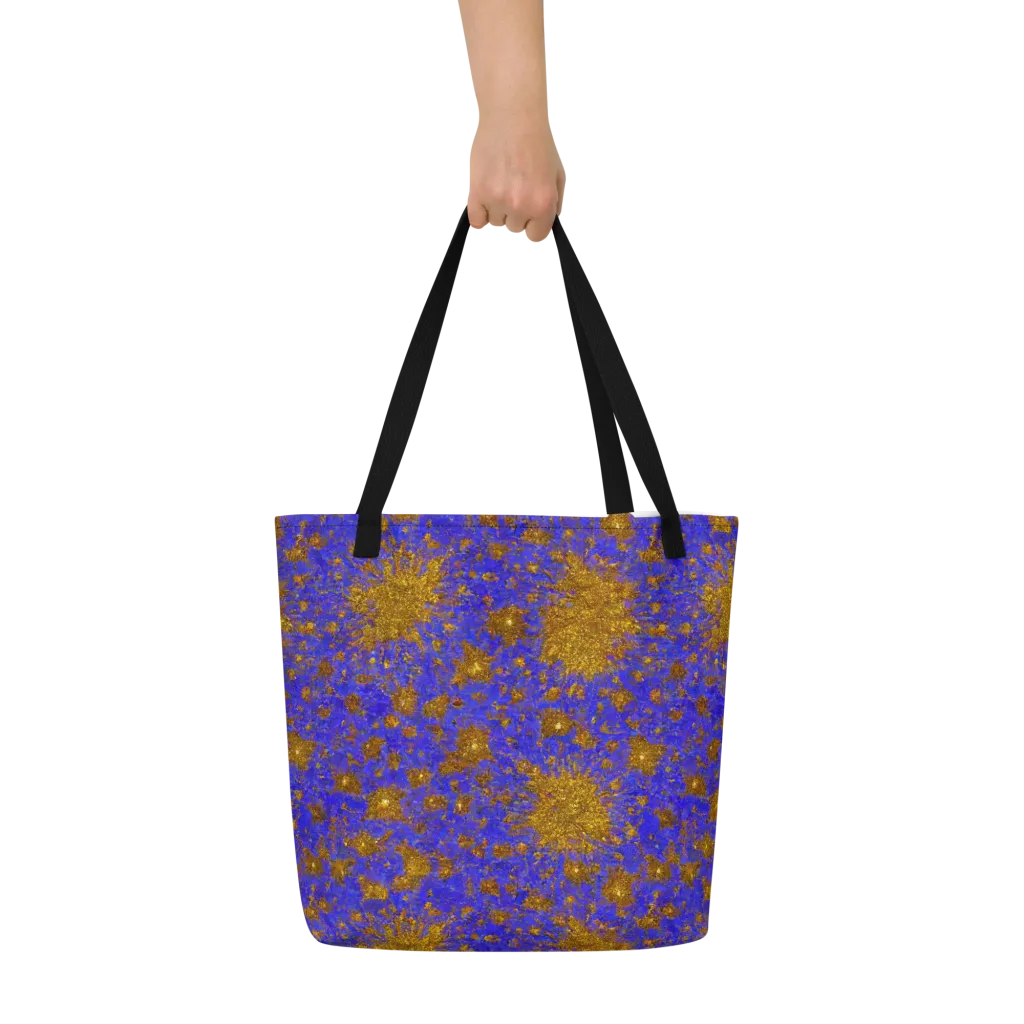 Cobalt Gold Rush on Large Tote Bag W/ Pocket — Front
