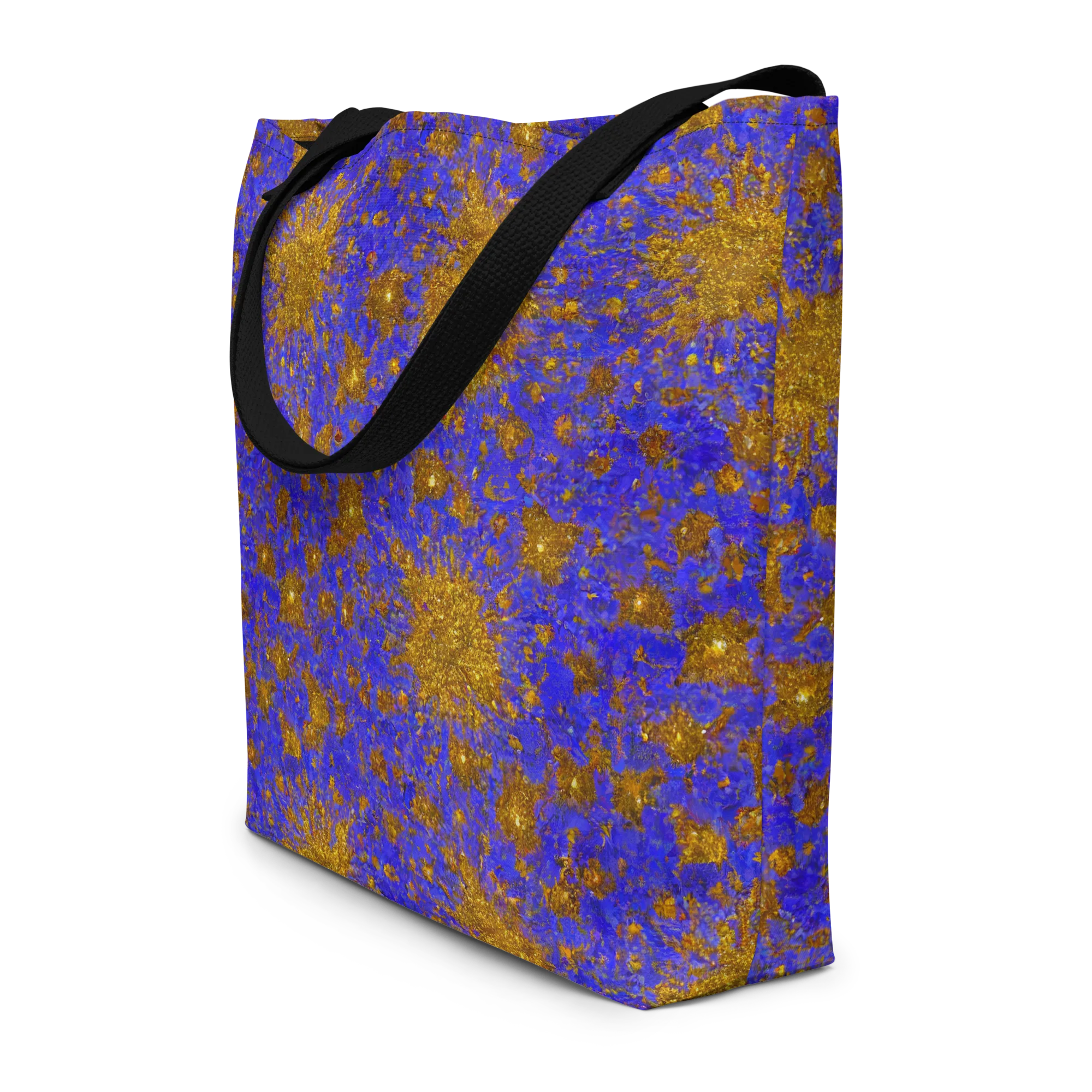 Cobalt Gold Rush on Large Tote Bag W/ Pocket — Front