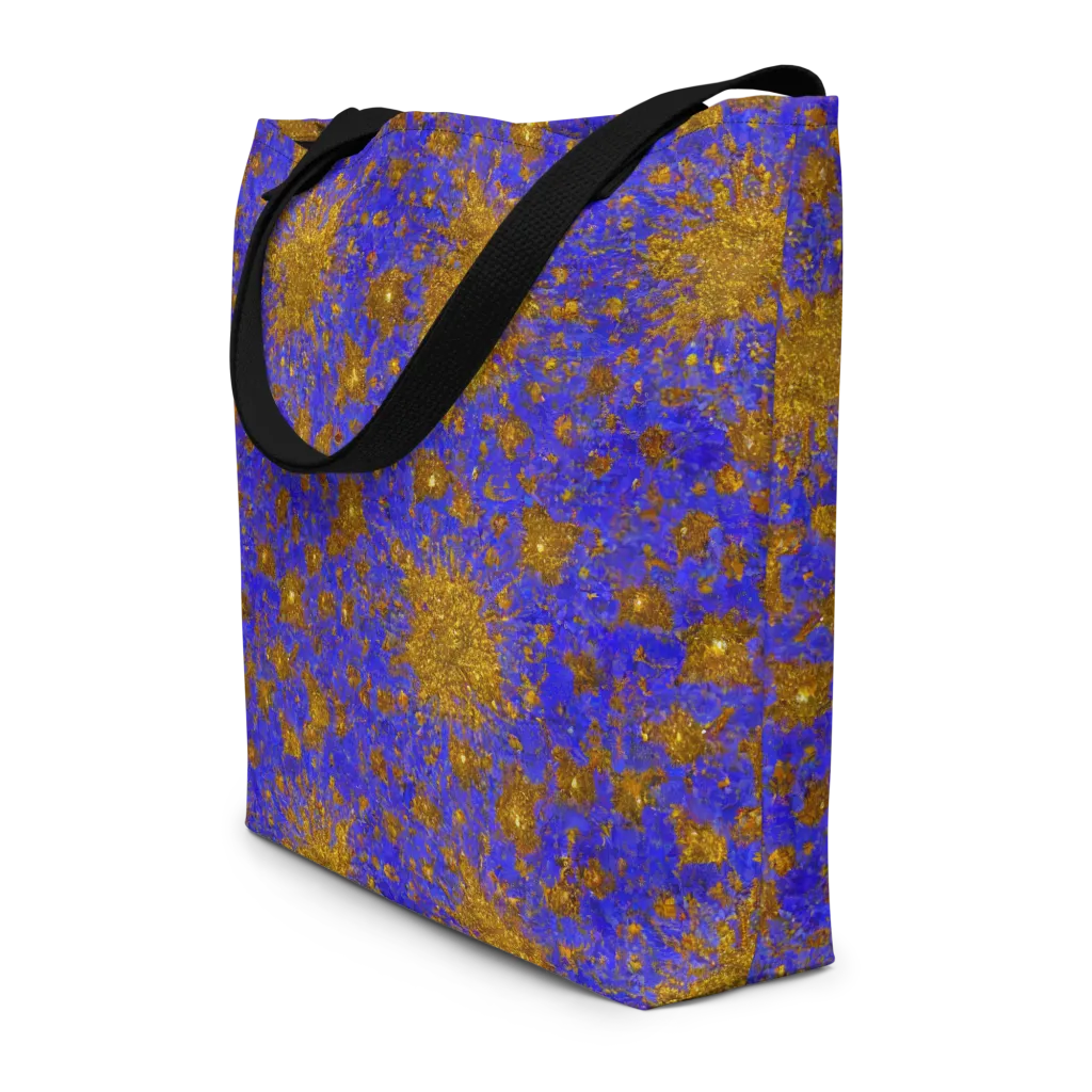 Cobalt Gold Rush on Large Tote Bag W/ Pocket — Front