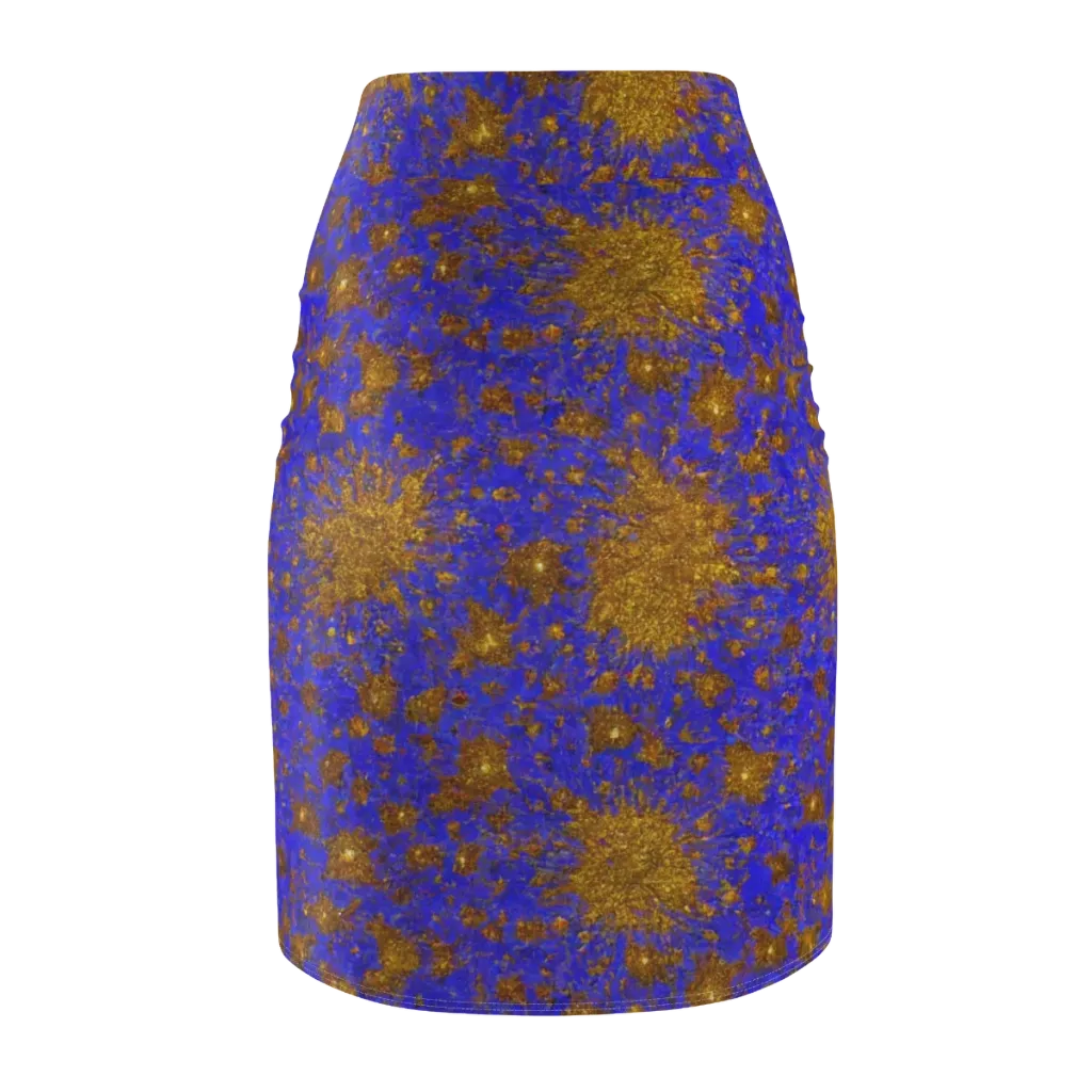 Cobalt Gold Rush on Pencil Skirt — Back