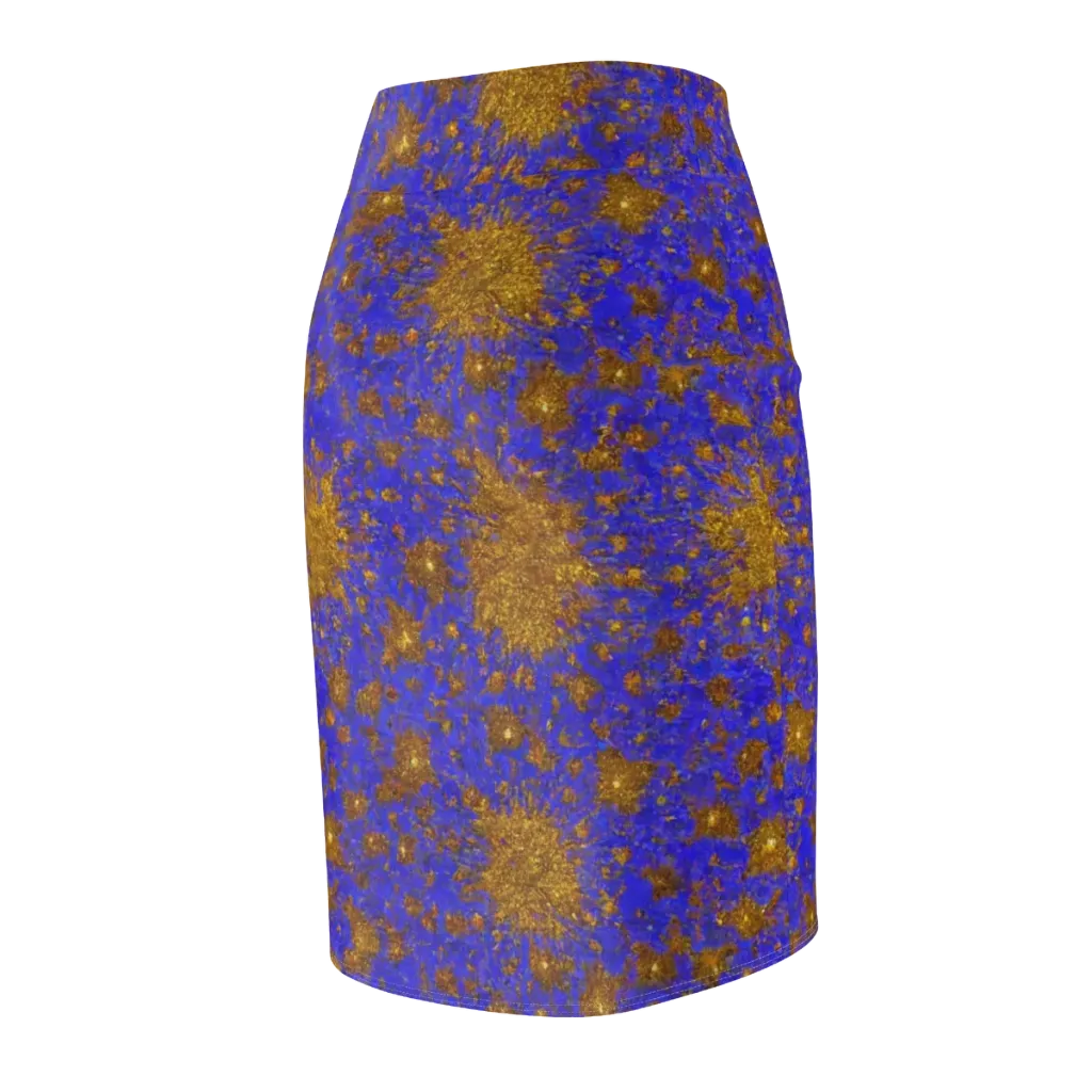 Cobalt Gold Rush on Pencil Skirt — Back Side
