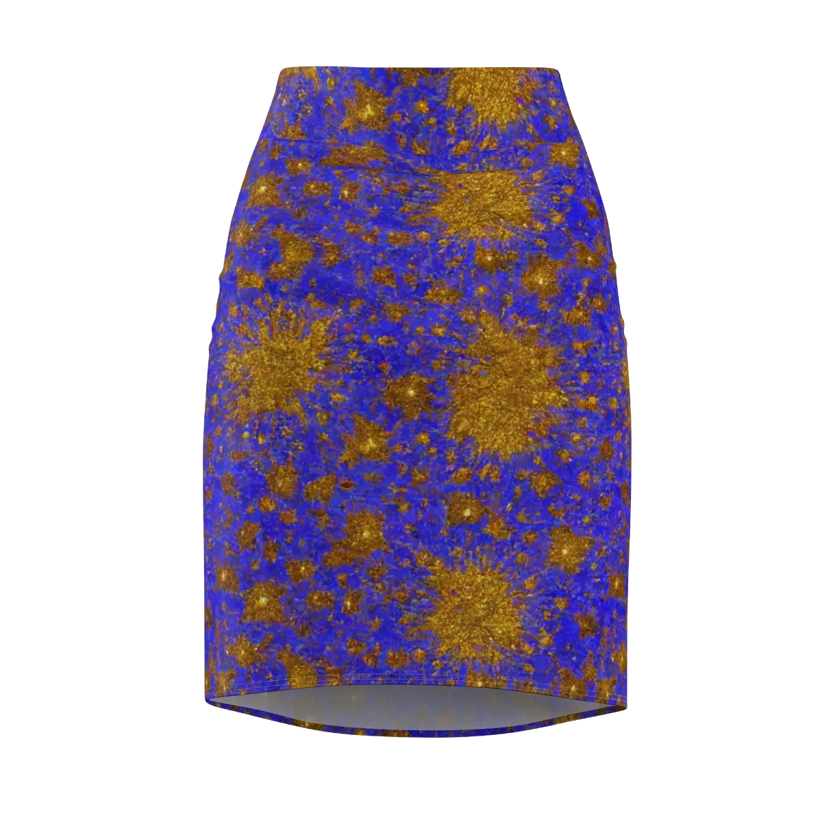 Cobalt Gold Rush on Pencil Skirt — Front