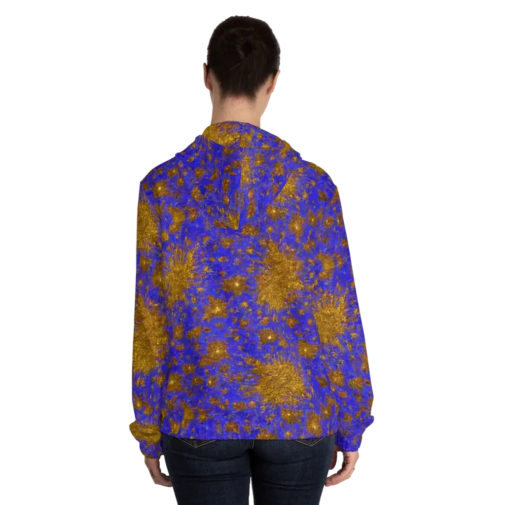 Cobalt Gold Rush on Women's Full-Zip Hoodie — Back On Person
