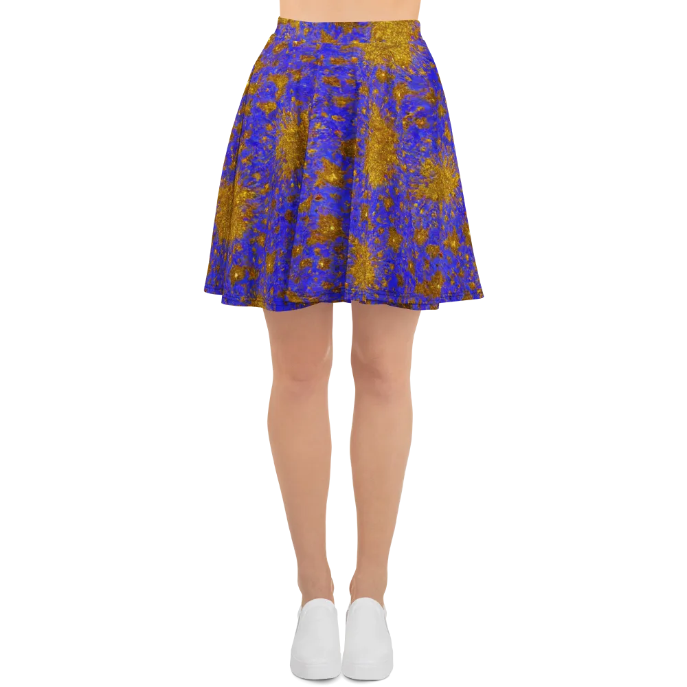 Cobalt Gold Rush on Skater Skirt — Front