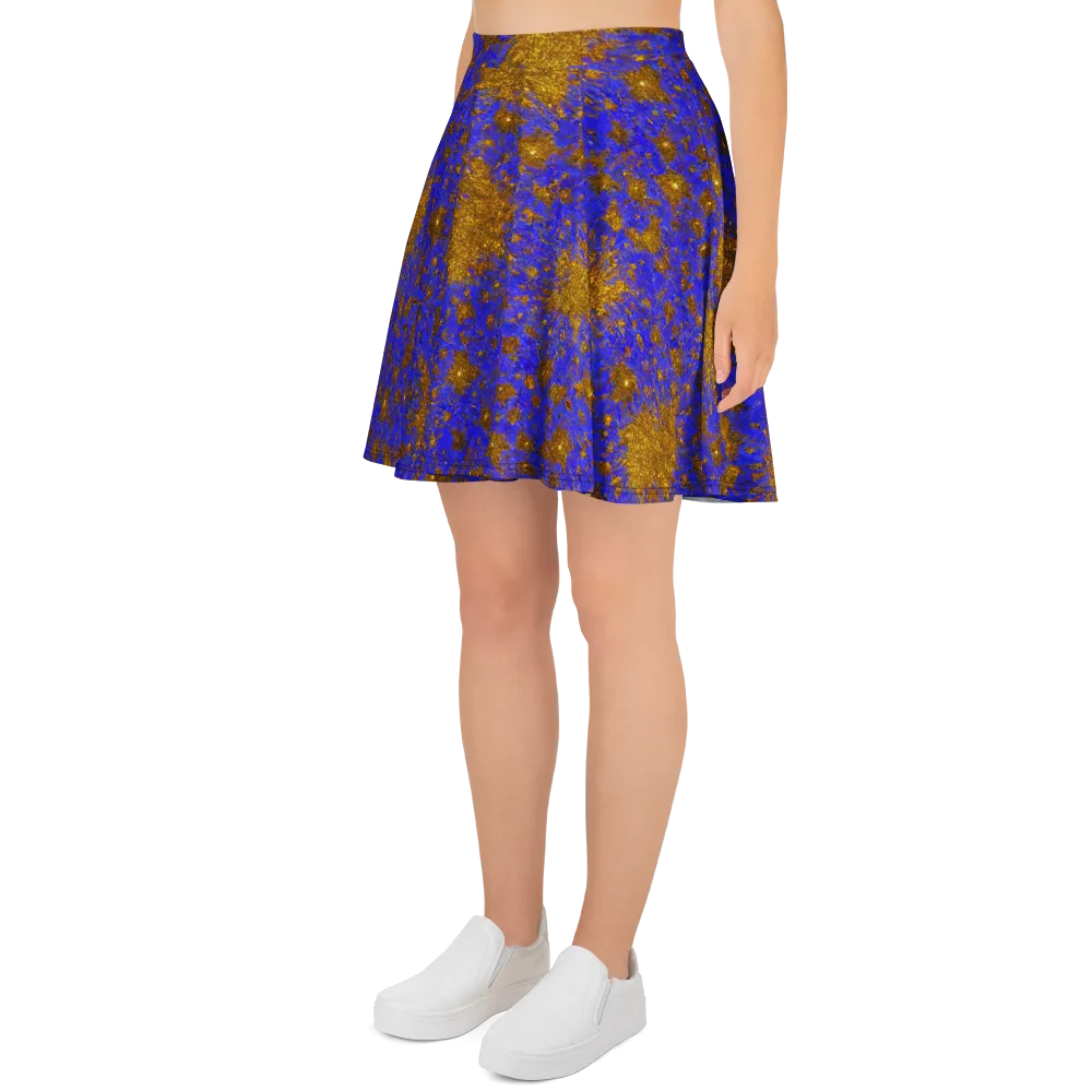 Cobalt Gold Rush on Skater Skirt — Left