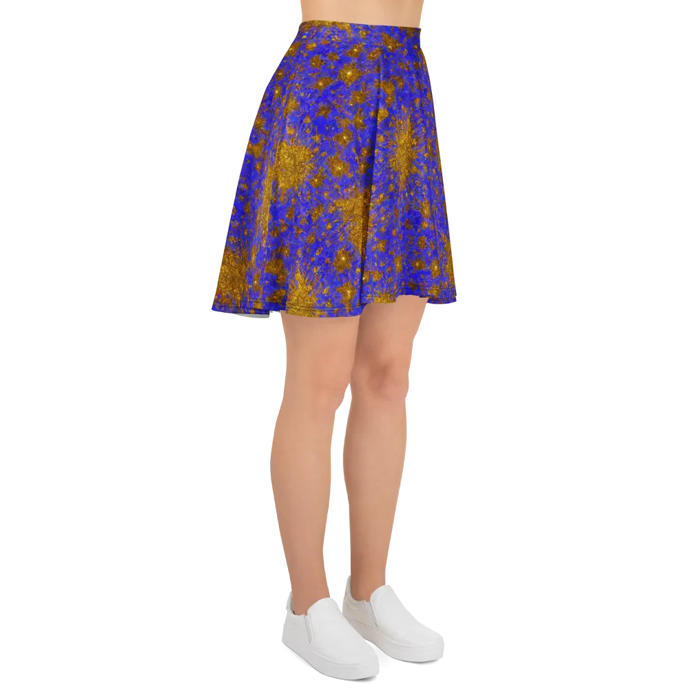 Cobalt Gold Rush on Skater Skirt — Right