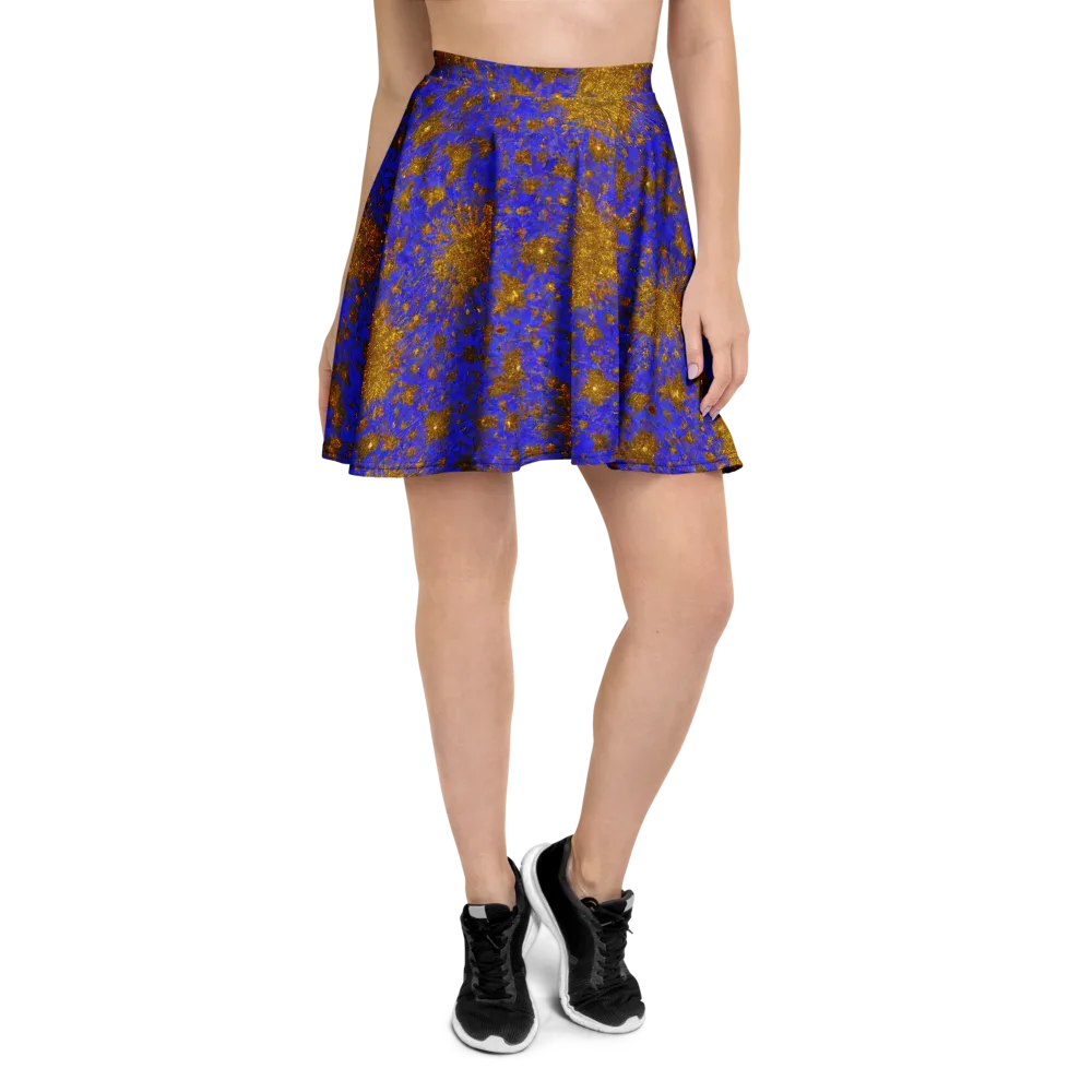 Cobalt Gold Rush on Skater Skirt — Front