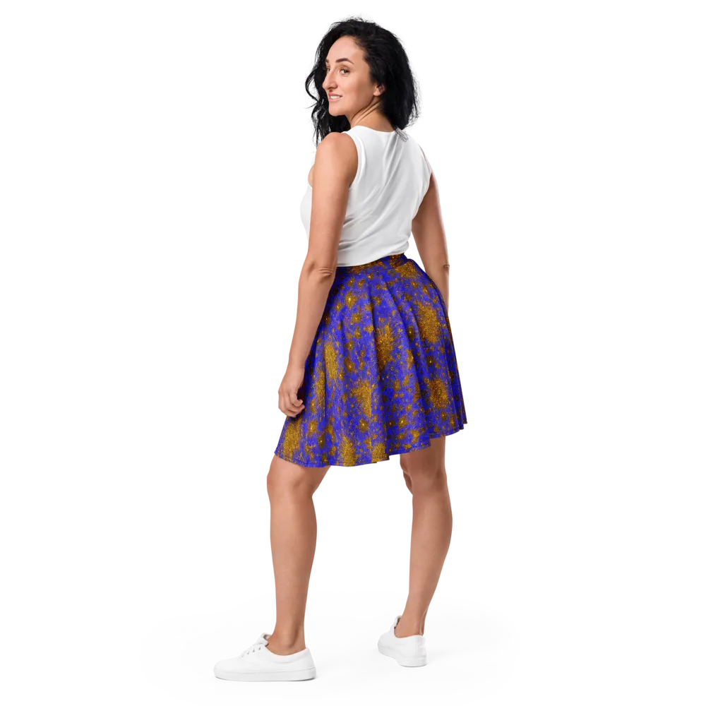 Cobalt Gold Rush on Skater Skirt — Back