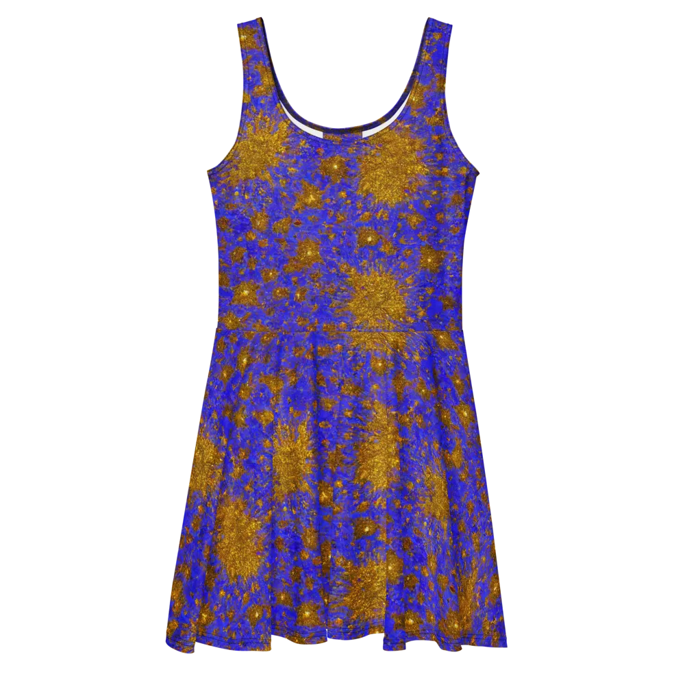 Cobalt Gold Rush on Skater Dress — Front