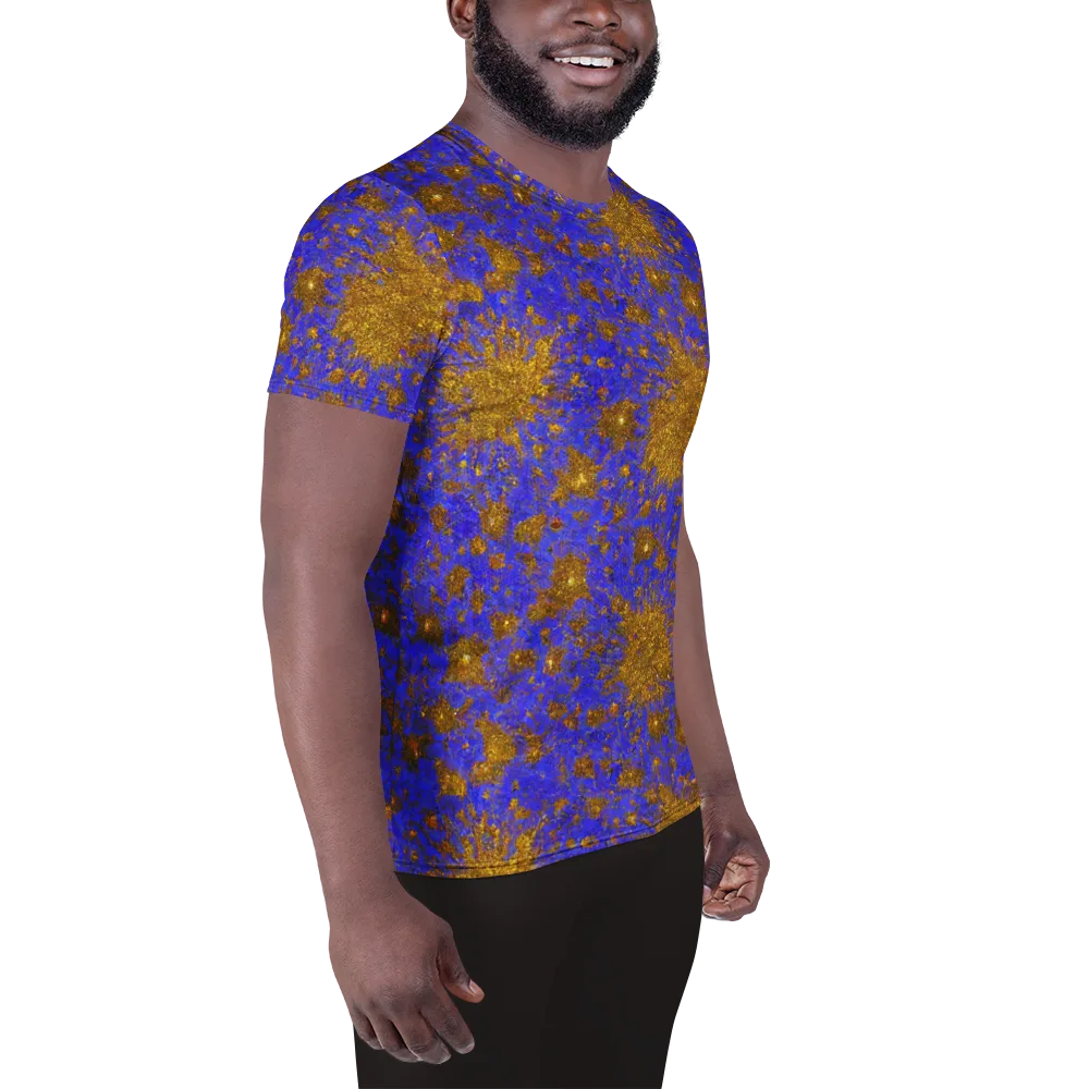 Cobalt Gold Rush on Men's Athletic T-Shirt — Right