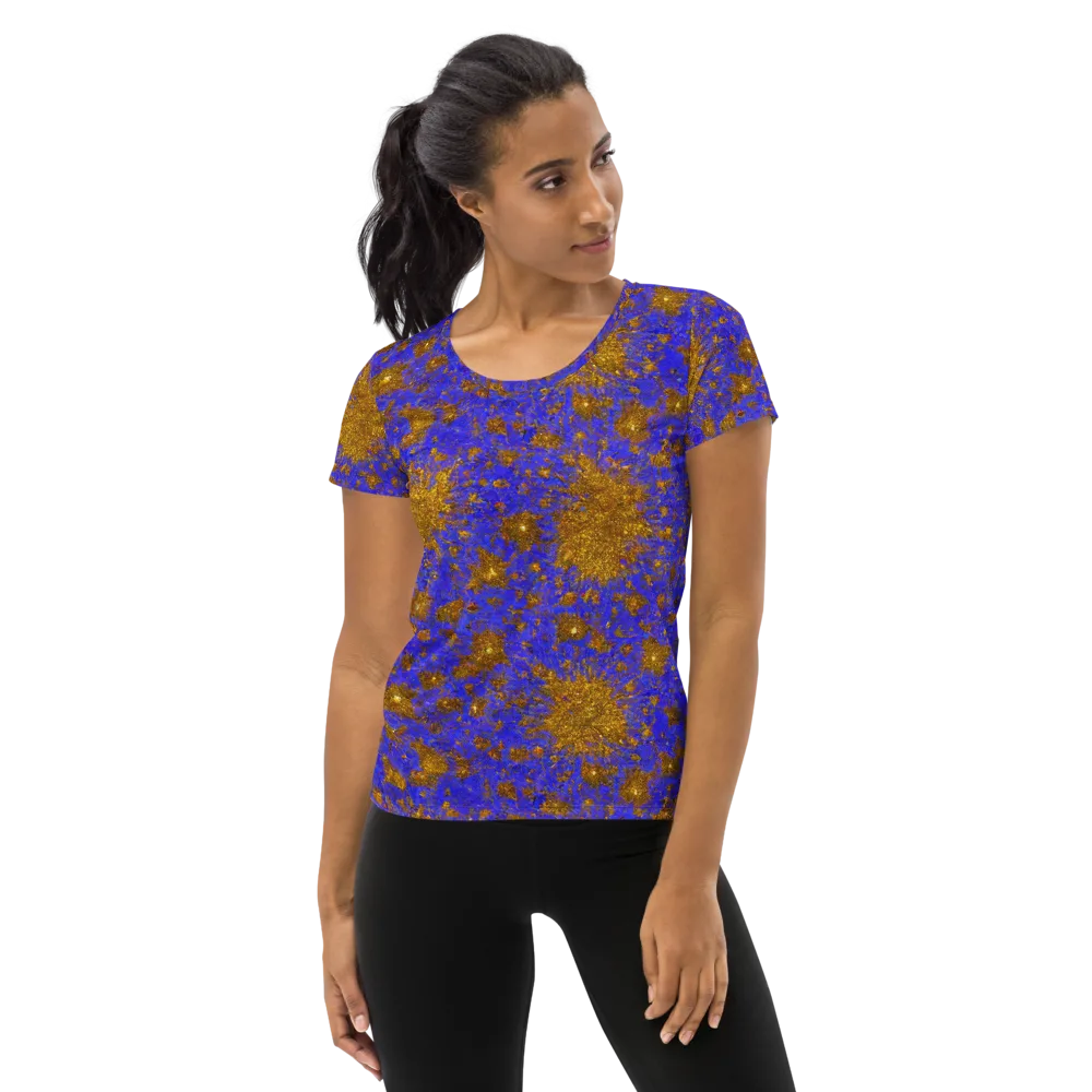 Cobalt Gold Rush on Women's Athletic T-Shirt — Front