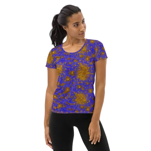 Cobalt Gold Rush on a Women's Athletic T-Shirt