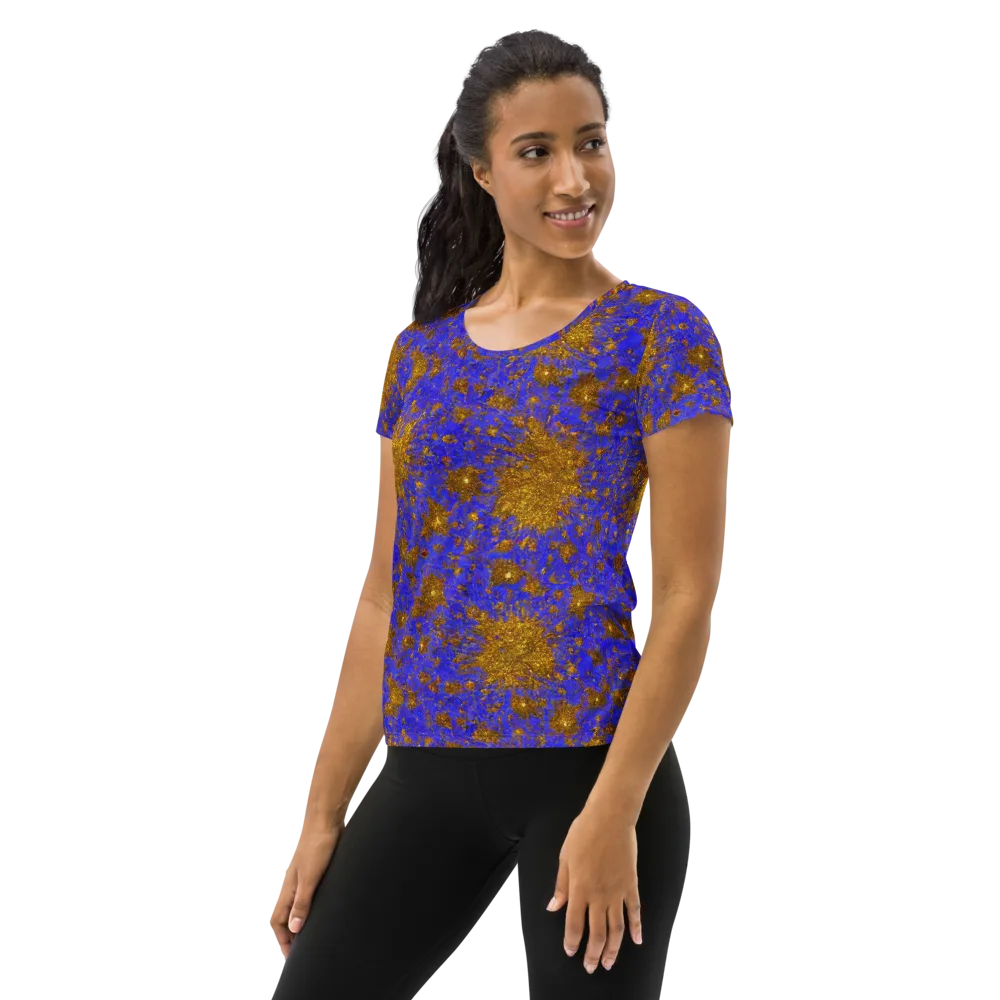 Cobalt Gold Rush on Women's Athletic T-Shirt — Left