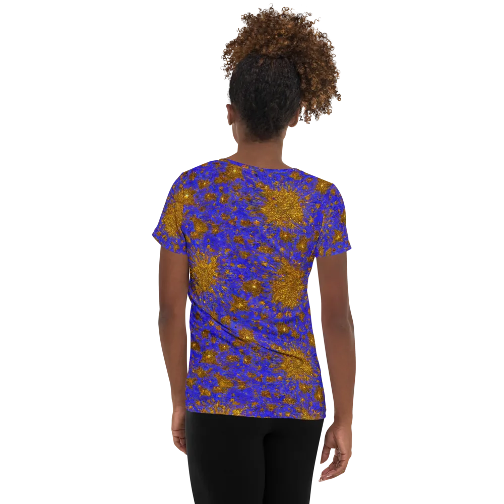 Cobalt Gold Rush on Women's Athletic T-Shirt — Back
