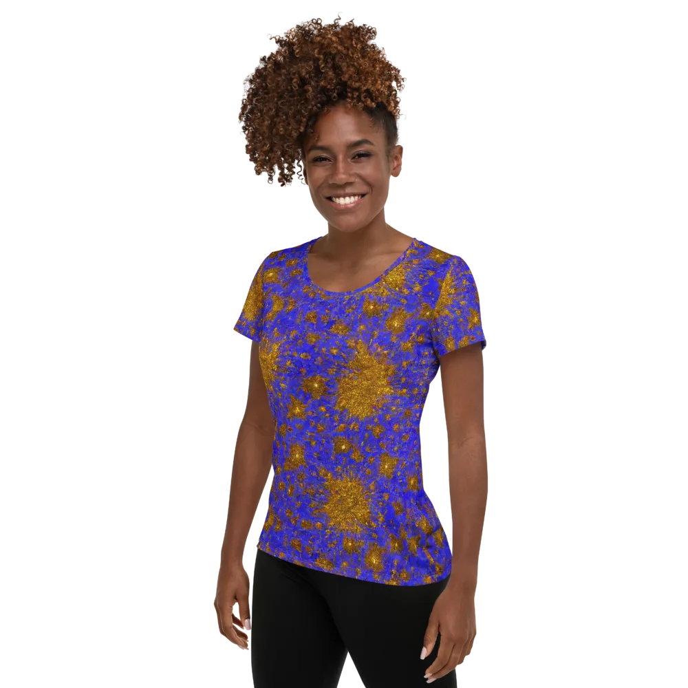 Cobalt Gold Rush on Women's Athletic T-Shirt — Left