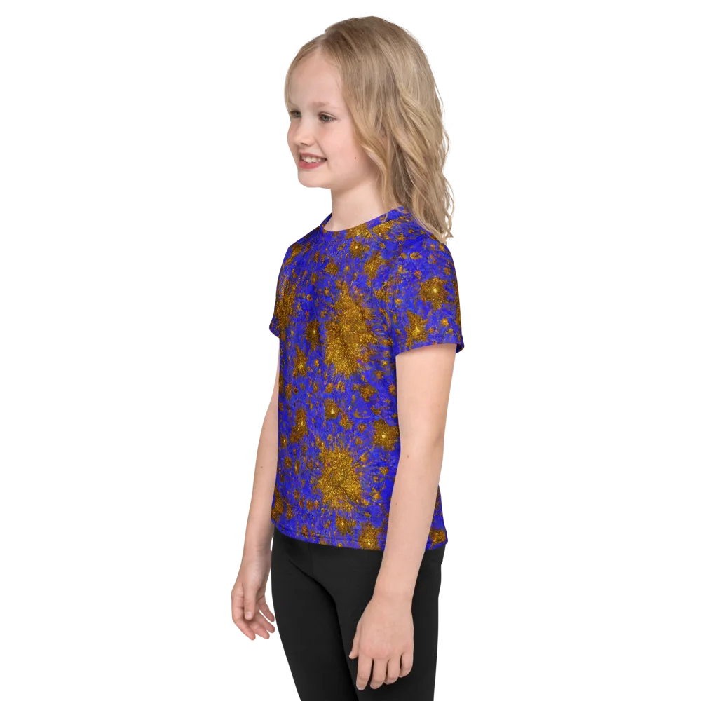 Cobalt Gold Rush on Kids Crew Neck T-Shirt — Left