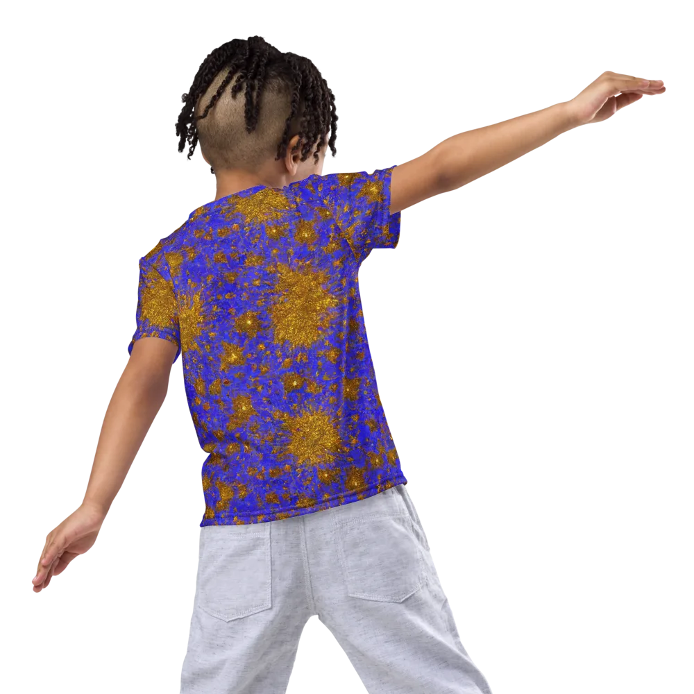 Cobalt Gold Rush on Kids Crew Neck T-Shirt — Back