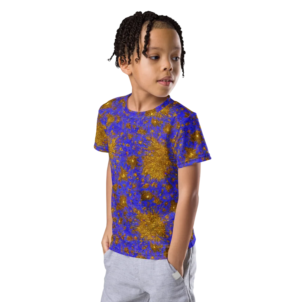 Cobalt Gold Rush on Kids Crew Neck T-Shirt — Left Front