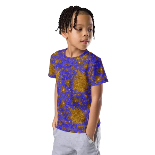 Cobalt Gold Rush on a Kids Crew Neck T-Shirt