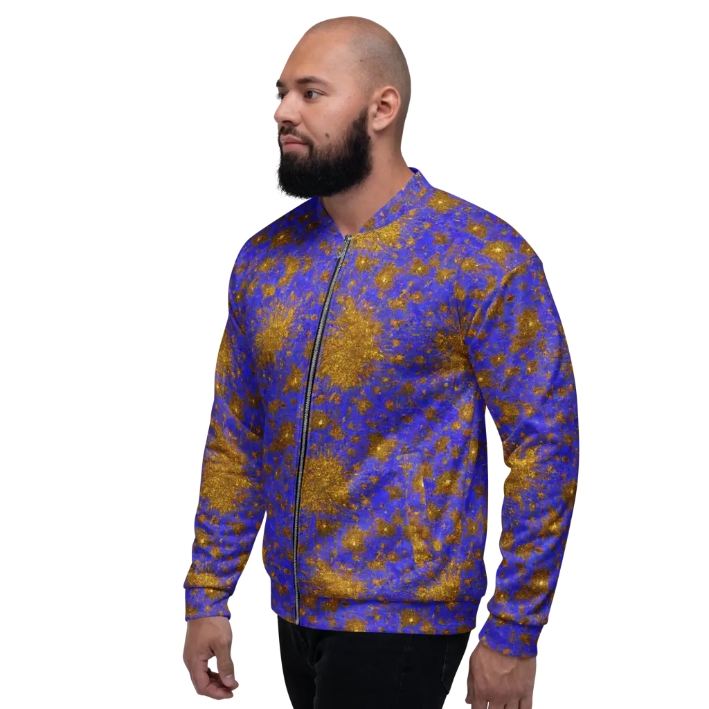 Cobalt Gold Rush on Bomber Jacket — Left