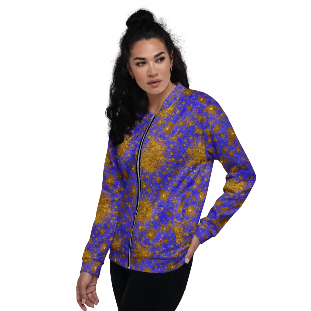 Cobalt Gold Rush on Bomber Jacket — Left