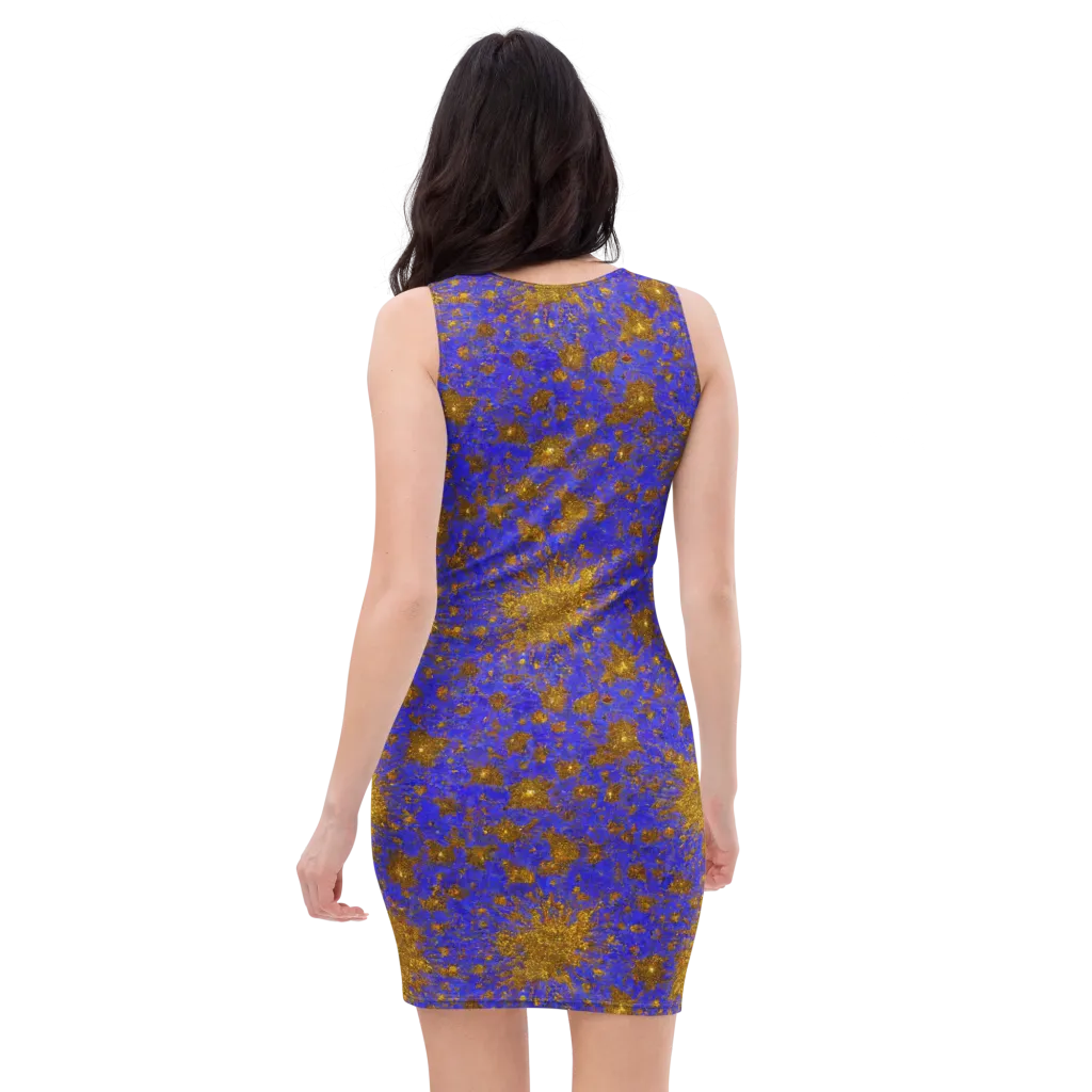 Cobalt Gold Rush on Bodycon Dress — Back