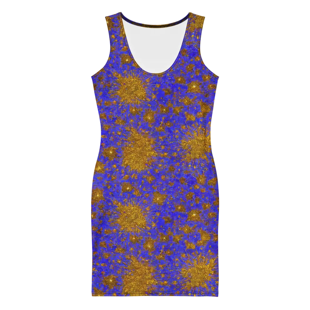 Cobalt Gold Rush on Bodycon Dress — Front